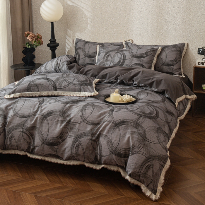 91家纺网 家纺一手货源 找家纺 优米家纺 2025新款A类加厚全棉纯棉磨毛提花四件套（提供买家秀） 英伦时刻