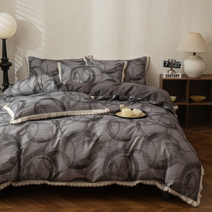 91家纺网 家纺一手货源 找家纺 优米家纺 2025新款A类加厚全棉纯棉磨毛提花四件套（提供买家秀） 英伦时刻