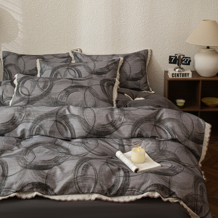 91家纺网 家纺一手货源 找家纺 优米家纺 2025新款A类加厚全棉纯棉磨毛提花四件套（提供买家秀） 英伦时刻