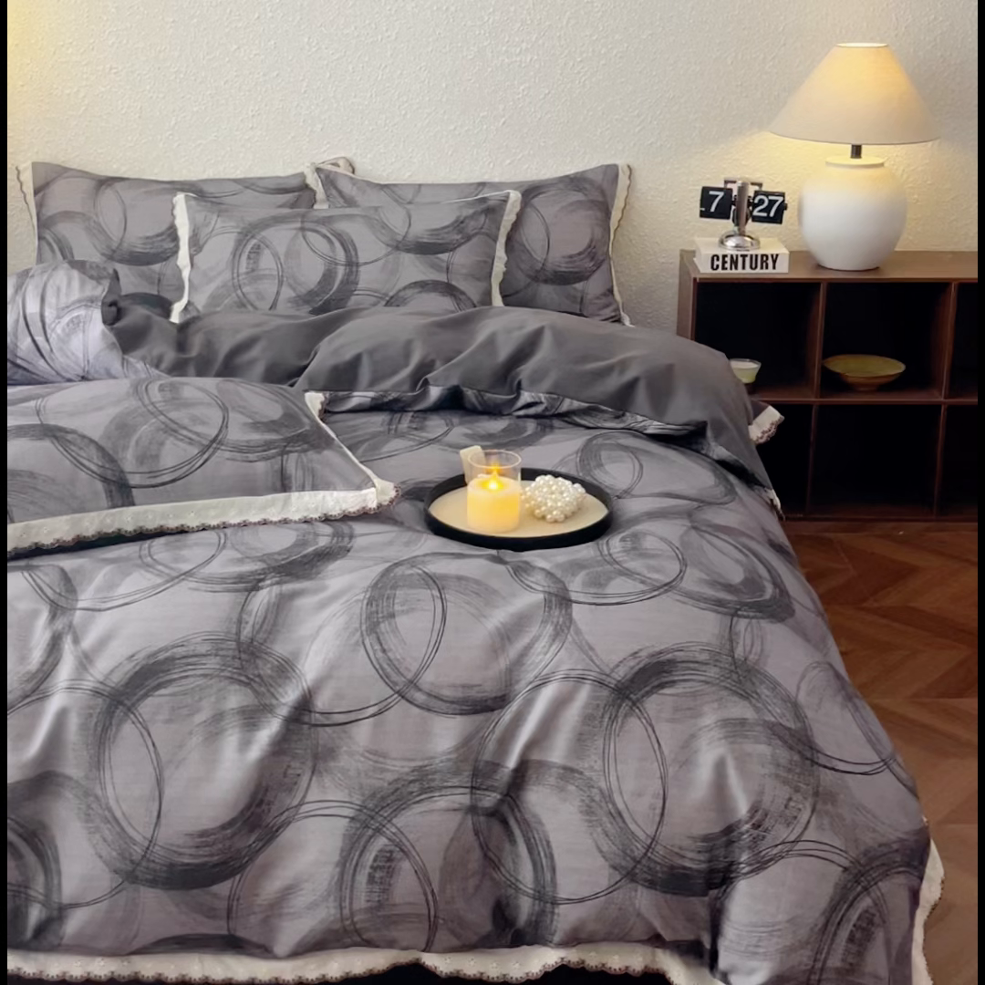 91家纺网 家纺一手货源 找家纺 优米家纺 2025新款A类加厚全棉纯棉磨毛提花四件套（提供买家秀） 英伦时刻