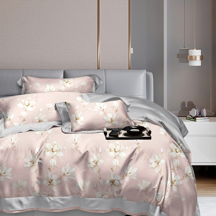 威克凯丽 2025新款全棉纯棉印花13070四件套 云阁栖香-粉