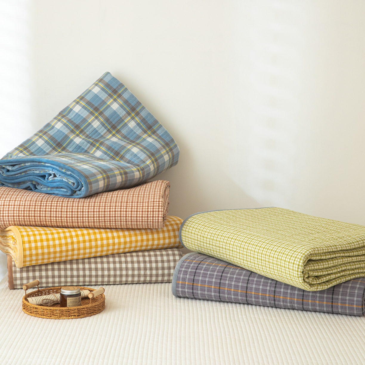 91家纺网 家纺一手货源 找家纺 （总）简宜家居（朝初家纺） 2025新款全棉纯棉色织水洗棉床盖