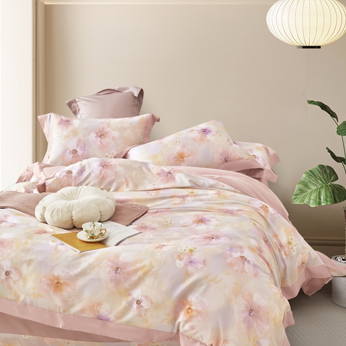 威克凯丽 2025新款艾阳绒天丝磨毛四件套 梨若-粉