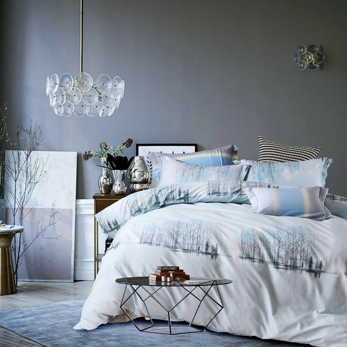 威克凯丽 2025新款全棉纯棉印花13376四件套 清墨