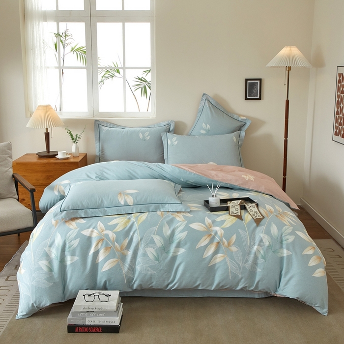 威克凯丽 2025新款全棉纯棉印花13376四件套 清颜-兰