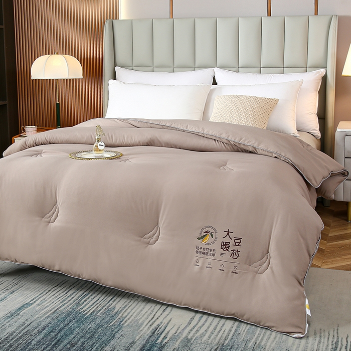 91家纺网 家纺一手货源 找家纺 畅畅家纺 2025新款洛卡棉抗菌纤维亲肤大豆被春秋被冬被被芯 高雅灰