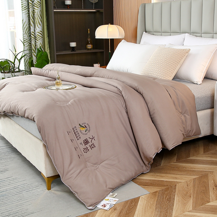 91家纺网 家纺一手货源 找家纺 畅畅家纺 2025新款洛卡棉抗菌纤维亲肤大豆被春秋被冬被被芯 高雅灰