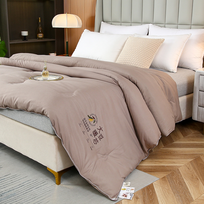 91家纺网 家纺一手货源 找家纺 畅畅家纺 2025新款洛卡棉抗菌纤维亲肤大豆被春秋被冬被被芯 高雅灰