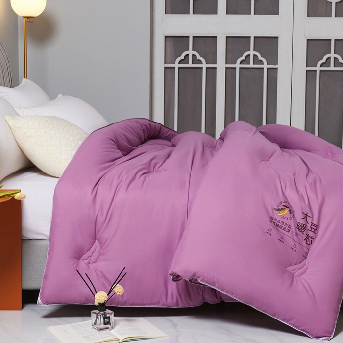 91家纺网 家纺一手货源 找家纺 畅畅家纺 2025新款洛卡棉抗菌纤维亲肤大豆被春秋被冬被被芯 玫瑰紫