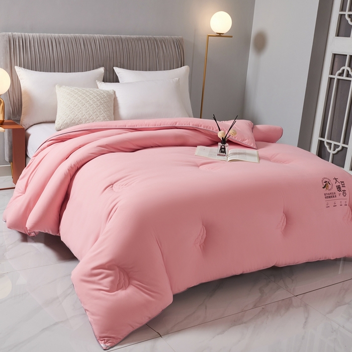 91家纺网 家纺一手货源 找家纺 畅畅家纺 2025新款洛卡棉抗菌纤维亲肤大豆被春秋被冬被被芯 浅粉玉