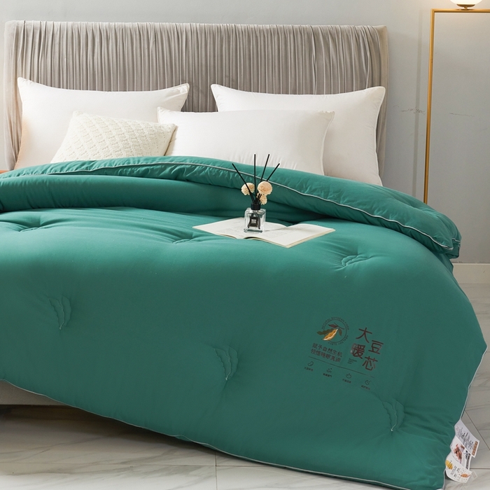 91家纺网 家纺一手货源 找家纺 畅畅家纺 2025新款洛卡棉抗菌纤维亲肤大豆被春秋被冬被被芯 云母绿