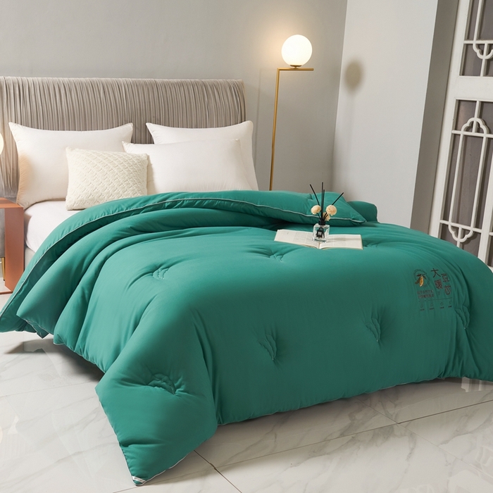 91家纺网 家纺一手货源 找家纺 畅畅家纺 2025新款洛卡棉抗菌纤维亲肤大豆被春秋被冬被被芯 云母绿