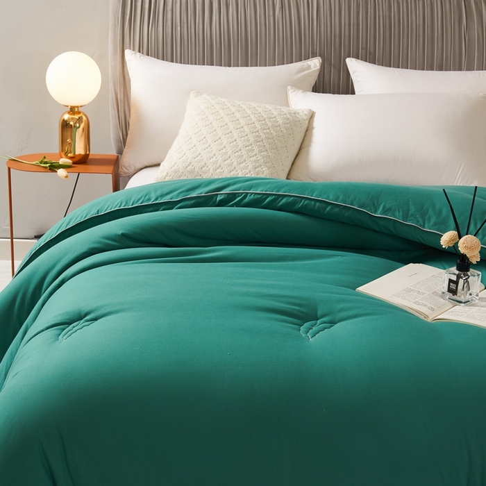 91家纺网 家纺一手货源 找家纺 畅畅家纺 2025新款洛卡棉抗菌纤维亲肤大豆被春秋被冬被被芯 云母绿