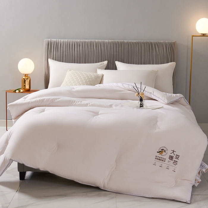 畅畅家纺 2025新款洛卡棉抗菌纤维亲肤大豆被春秋被冬被被芯 珍珠白