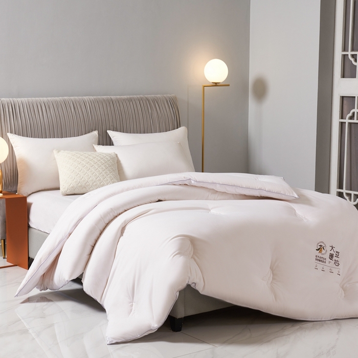 91家纺网 家纺一手货源 找家纺 畅畅家纺 2025新款洛卡棉抗菌纤维亲肤大豆被春秋被冬被被芯 珍珠白