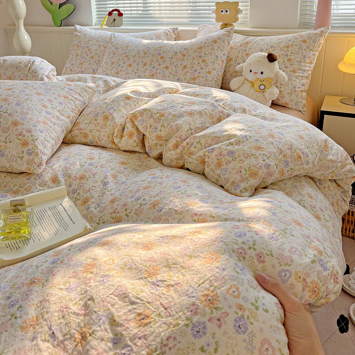 91家纺网 家纺一手货源 找家纺 （总）暖芯优选 2025新款加厚爆款小布袋韩国古法水洗棉床单学生三件套床笠款四件套