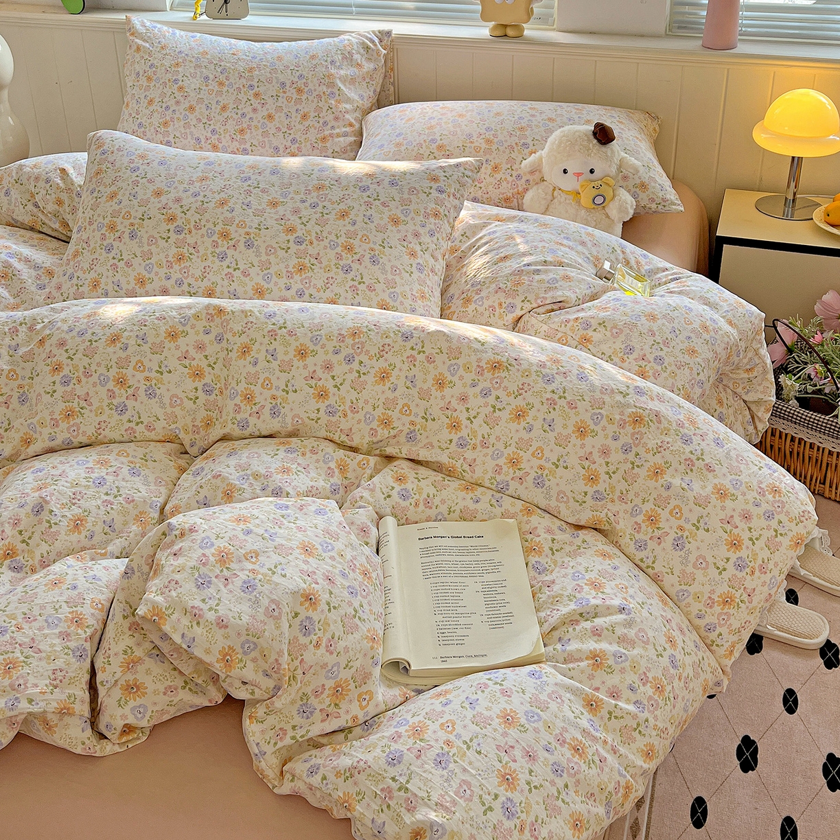 91家纺网 家纺一手货源 找家纺 （总）暖芯优选 2025新款加厚爆款小布袋韩国古法水洗棉床单学生三件套床笠款四件套