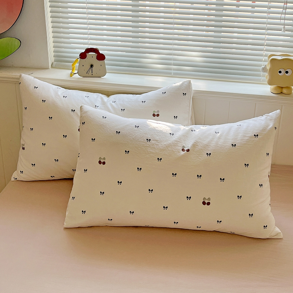 91家纺网 家纺一手货源 找家纺 优选 2025新款加厚爆款小布袋韩国古法水洗棉床单学生三件套床笠款四件套 蝴蝶结日记