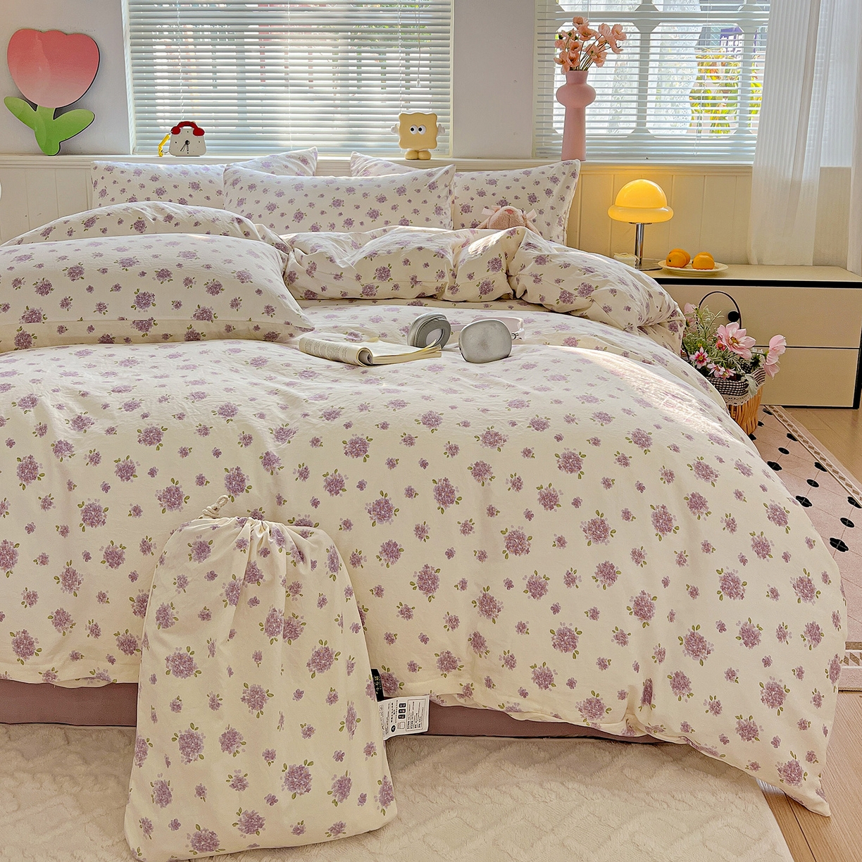 91家纺网 家纺一手货源 找家纺 （总）暖芯优选 2025新款加厚爆款小布袋韩国古法水洗棉床单学生三件套床笠款四件套