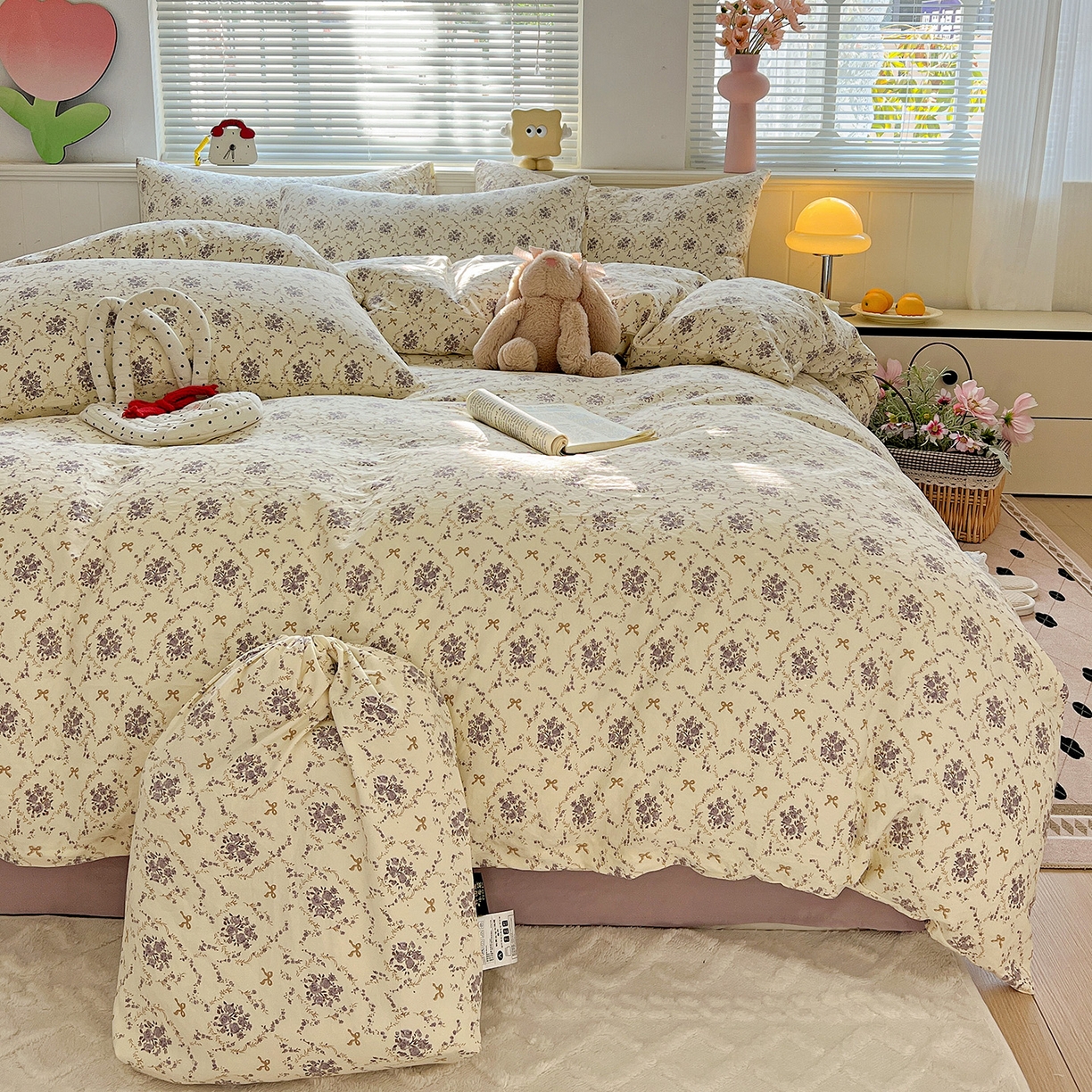 91家纺网 家纺一手货源 找家纺 （总）暖芯优选 2025新款加厚爆款小布袋韩国古法水洗棉床单学生三件套床笠款四件套