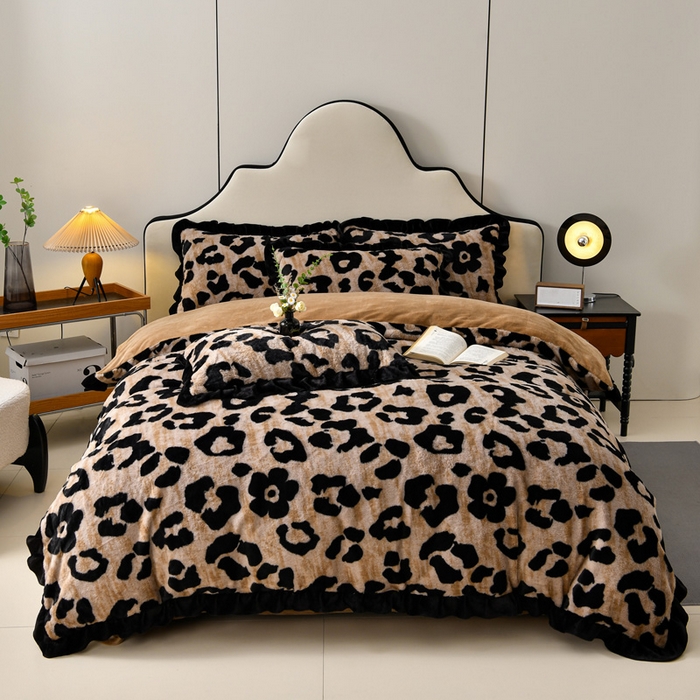 （总）畅畅家纺 2025新款冬季9斤重加厚皮草绒兔毛绒轻奢赫本风牛奶绒花边四件套