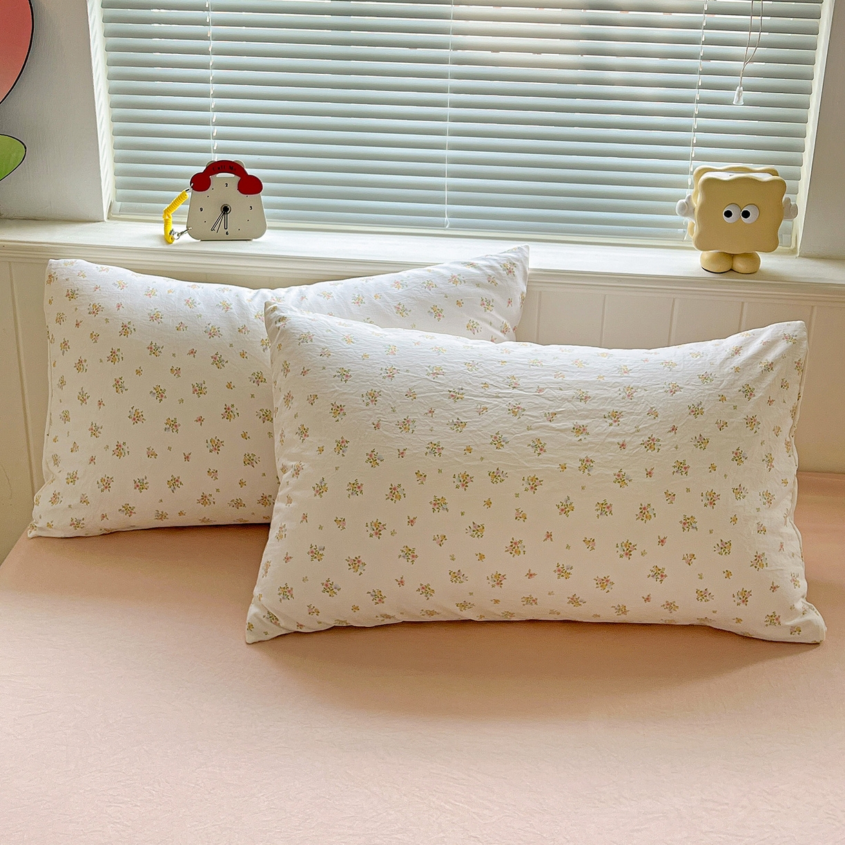 91家纺网 家纺一手货源 找家纺 优选 2025新款加厚爆款小布袋韩国古法高克重水洗棉床单学生三件套床笠款四件套 甜梦花坊