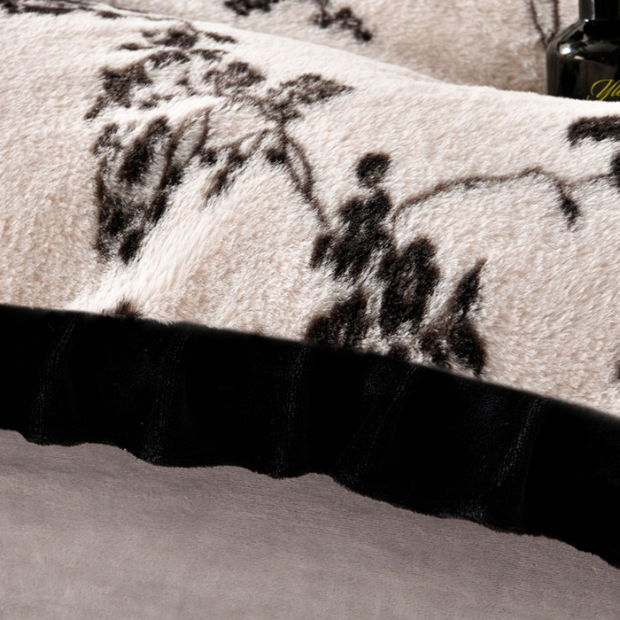 91家纺网 家纺一手货源 找家纺 畅畅家纺 2025新款冬季9斤重加厚皮草绒兔毛绒轻奢赫本风牛奶绒花边四件套 轻奢-树影