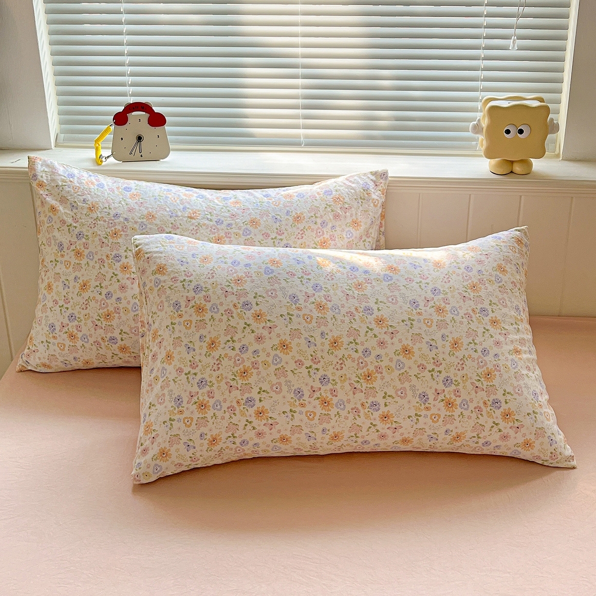 91家纺网 家纺一手货源 找家纺 暖芯优选 2025新款加厚爆款小布袋韩国古法水洗棉床单学生三件套床笠款四件套 缤纷花舍