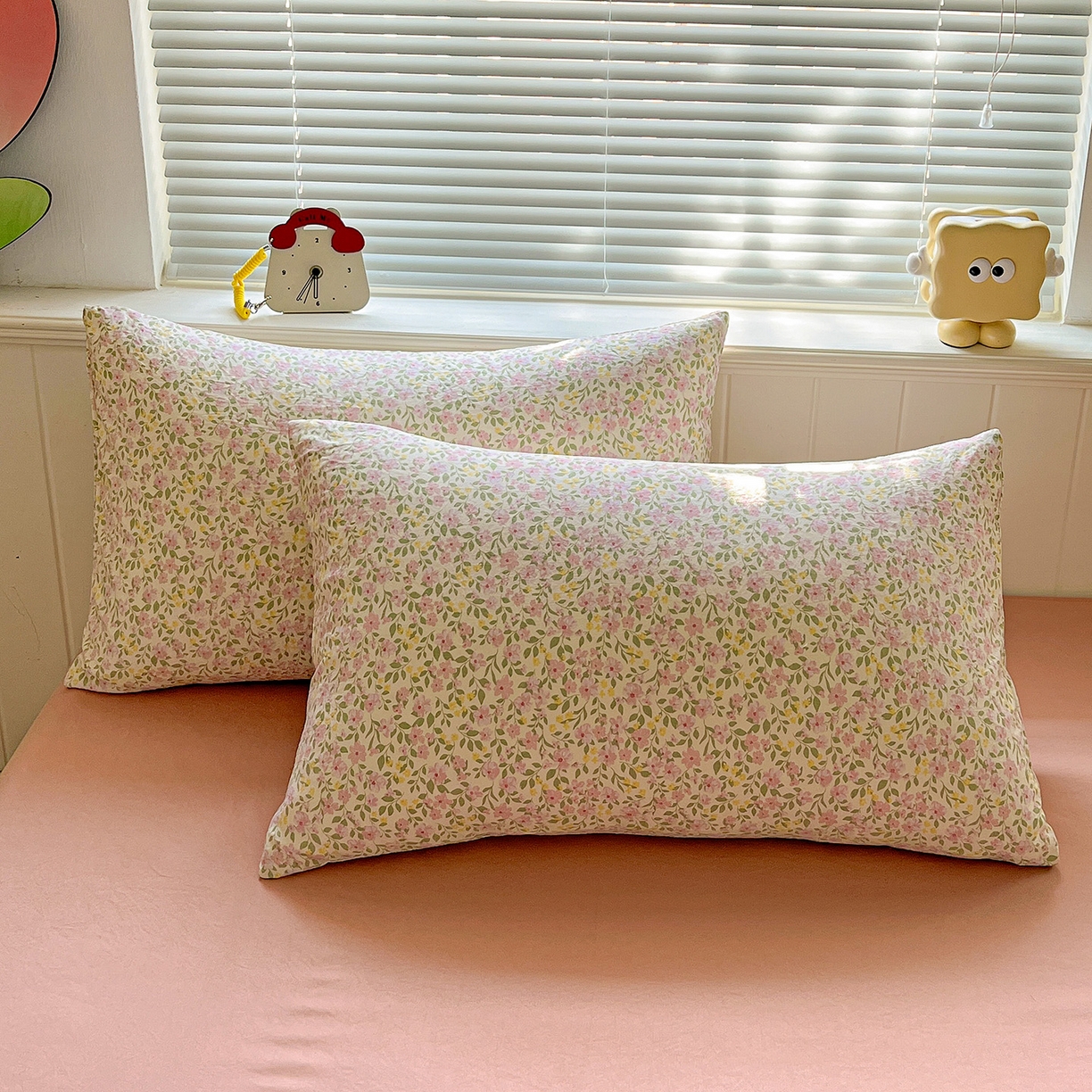 91家纺网 家纺一手货源 找家纺 优选 2025新款加厚爆款小布袋韩国古法高克重水洗棉床单学生三件套床笠款四件套 午后花房