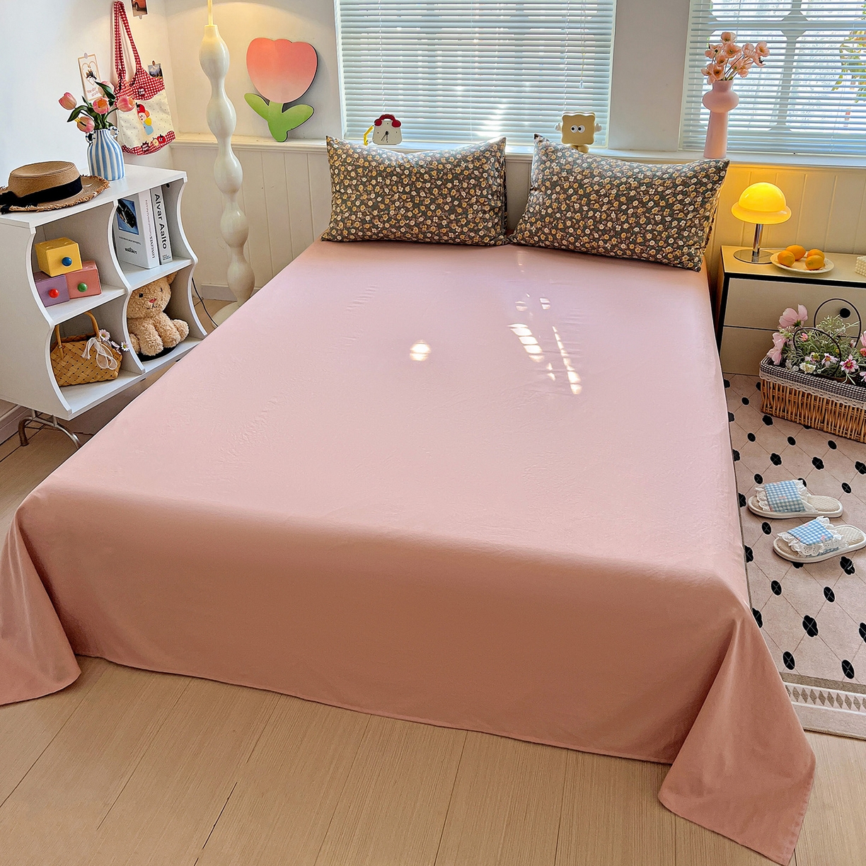 91家纺网 家纺一手货源 找家纺 暖芯优选 2025新款加厚爆款小布袋韩国古法水洗棉床单学生三件套床笠款四件套 复古花田