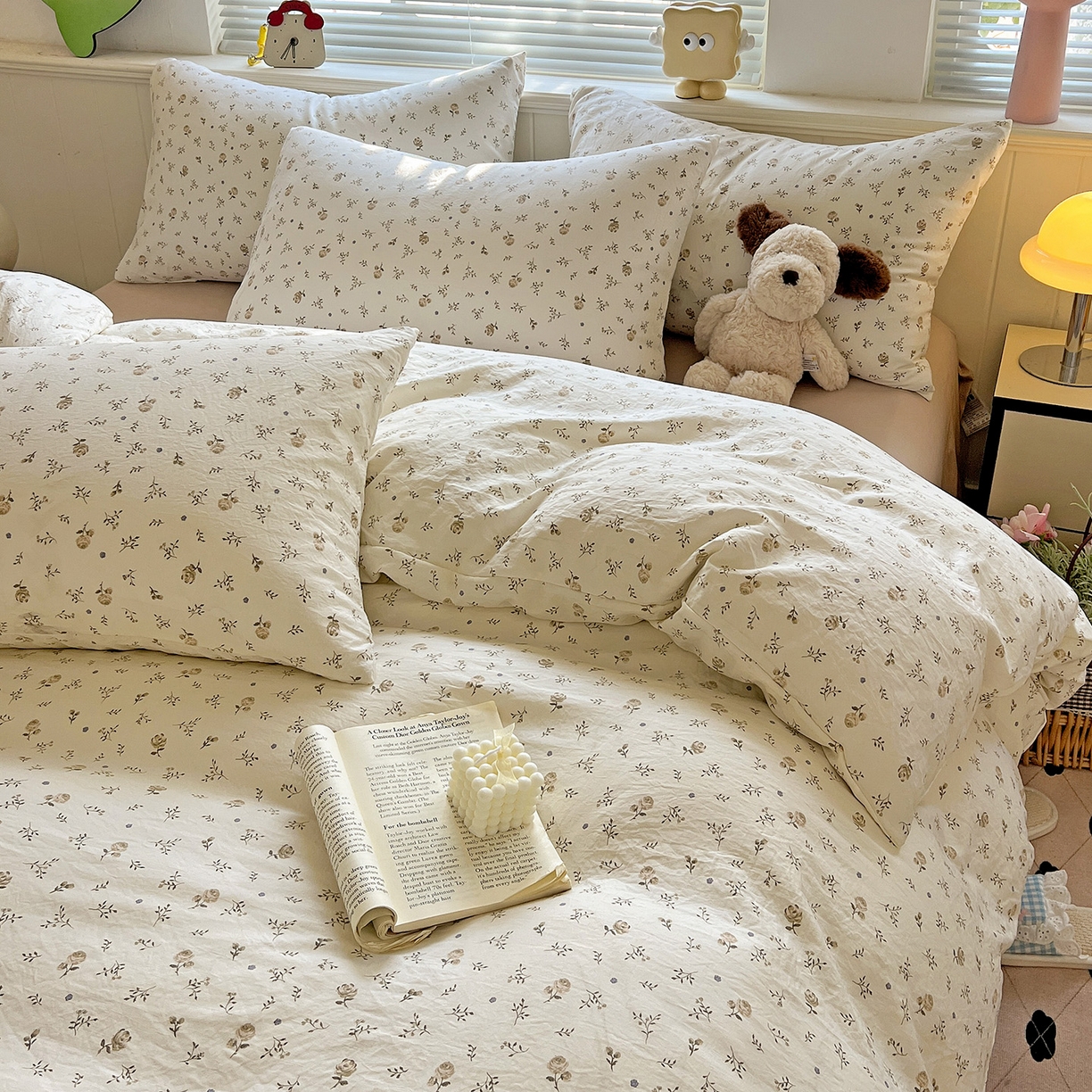 91家纺网 家纺一手货源 找家纺 暖芯优选 2025新款加厚爆款小布袋韩国古法水洗棉床单学生三件套床笠款四件套 碎花集物