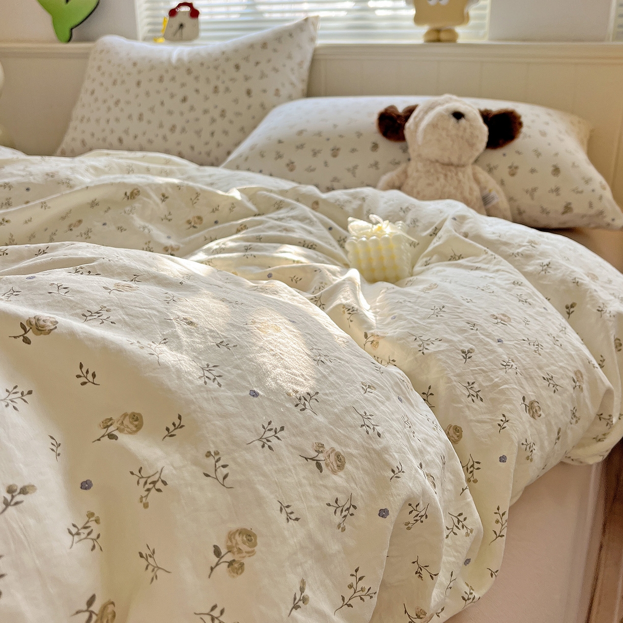 91家纺网 家纺一手货源 找家纺 暖芯优选 2025新款加厚爆款小布袋韩国古法水洗棉床单学生三件套床笠款四件套 碎花集物