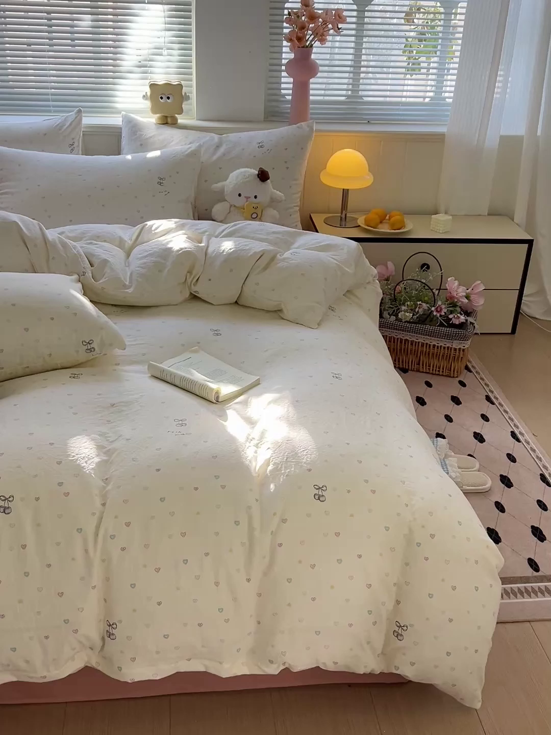 91家纺网 家纺一手货源 找家纺 暖芯优选 2025新款加厚爆款小布袋韩国古法水洗棉床单学生三件套床笠款四件套 甜心软糖