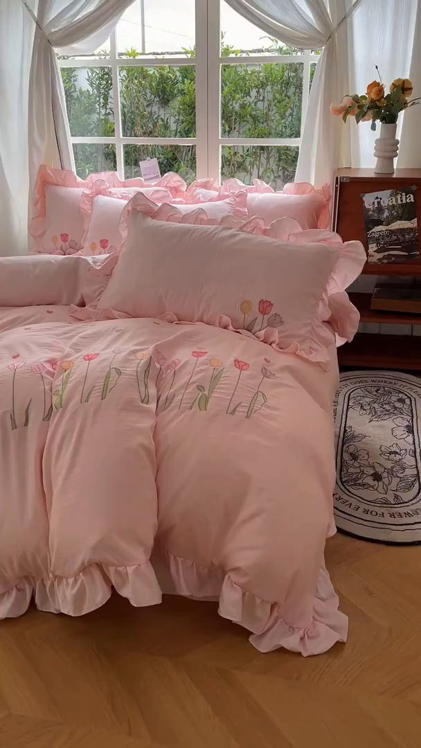 91家纺网 家纺一手货源 找家纺 （总）老K (原美阁） 2025新款高端刺绣水洗棉四件套 床盖四件套床笠四件套