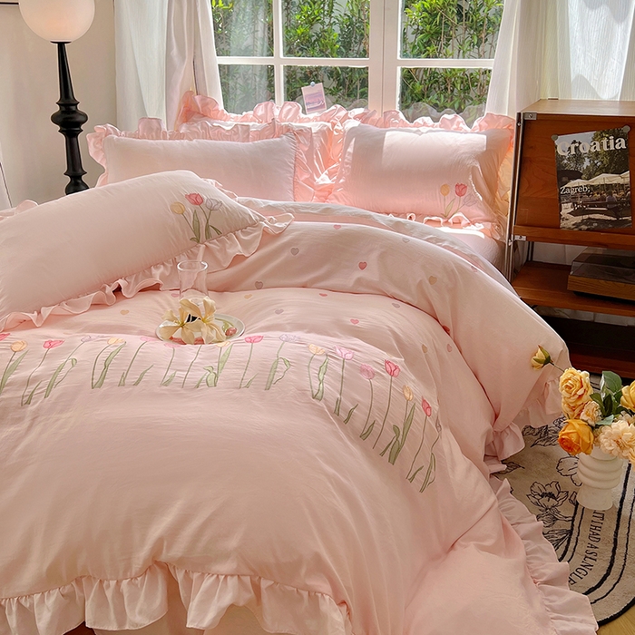 91家纺网 家纺一手货源 找家纺 （总）老K (原美阁） 2025新款高端刺绣水洗棉四件套 床盖四件套床笠四件套