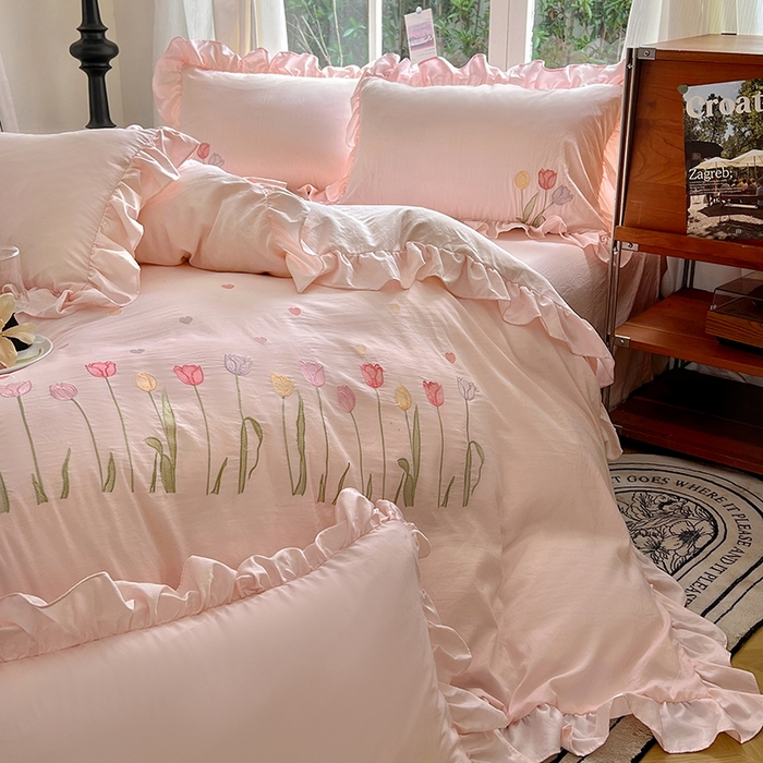 91家纺网 家纺一手货源 找家纺 （总）老K (原美阁） 2025新款高端刺绣水洗棉四件套 床盖四件套床笠四件套