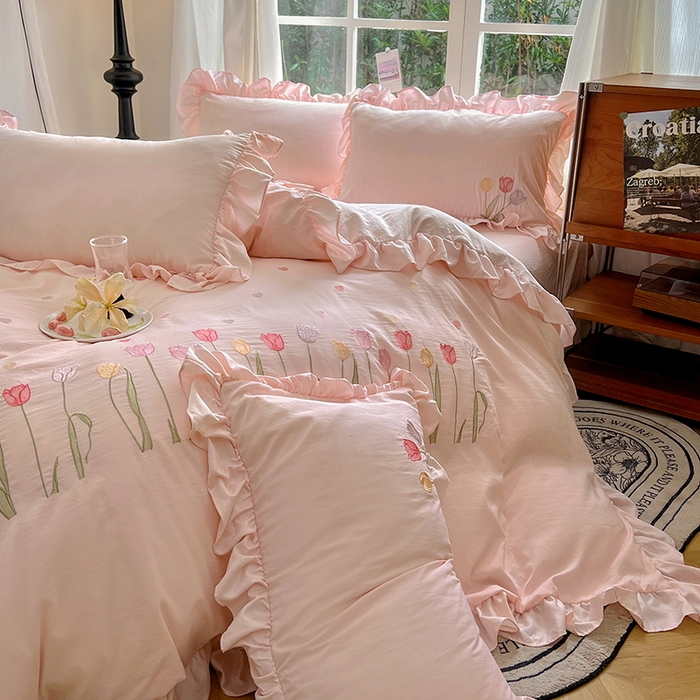 91家纺网 家纺一手货源 找家纺 （总）老K (原美阁） 2025新款高端刺绣水洗棉四件套 床盖四件套床笠四件套