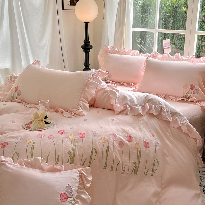 91家纺网 家纺一手货源 找家纺 （总）老K (原美阁） 2025新款高端刺绣水洗棉四件套 床盖四件套床笠四件套