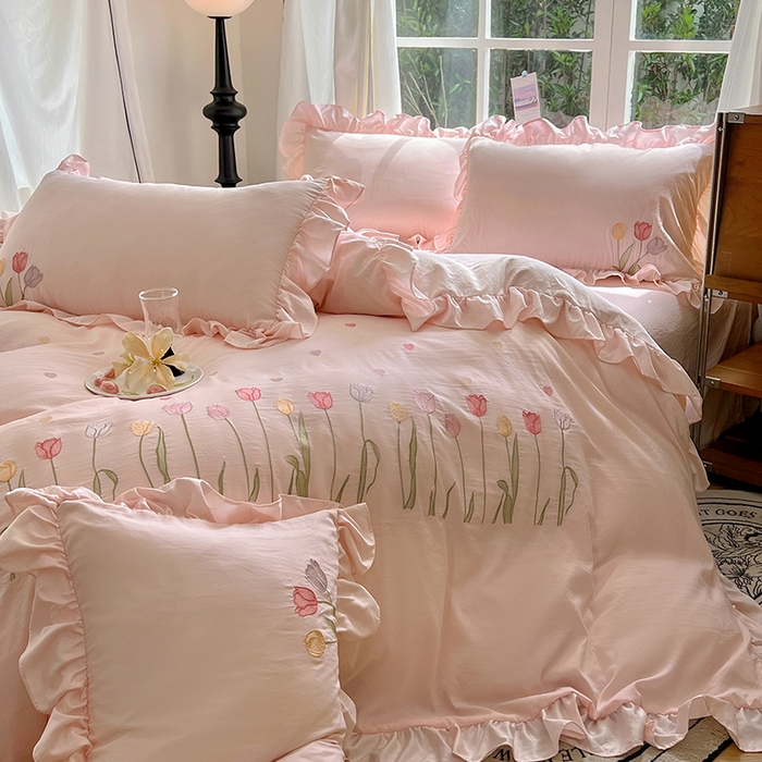 91家纺网 家纺一手货源 找家纺 （总）老K (原美阁） 2025新款高端刺绣水洗棉四件套 床盖四件套床笠四件套