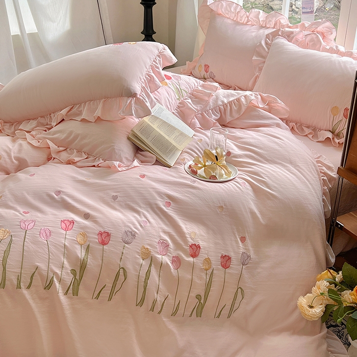 91家纺网 家纺一手货源 找家纺 （总）老K (原美阁） 2025新款高端刺绣水洗棉四件套 床盖四件套床笠四件套