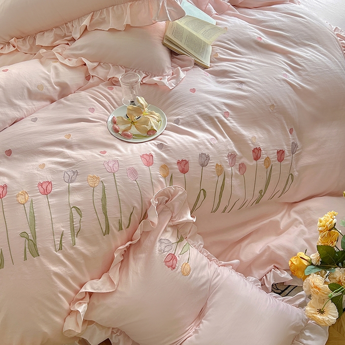 91家纺网 家纺一手货源 找家纺 （总）老K (原美阁） 2025新款高端刺绣水洗棉四件套 床盖四件套床笠四件套