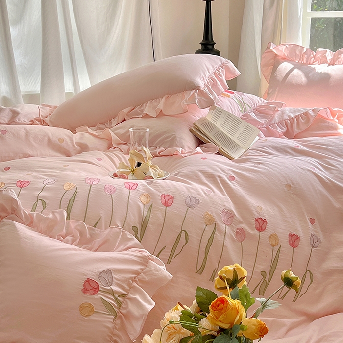 91家纺网 家纺一手货源 找家纺 （总）老K (原美阁） 2025新款高端刺绣水洗棉四件套 床盖四件套床笠四件套