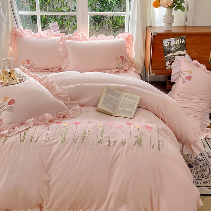 91家纺网 家纺一手货源 找家纺 （总）老K (原美阁） 2025新款高端刺绣水洗棉四件套 床盖四件套床笠四件套