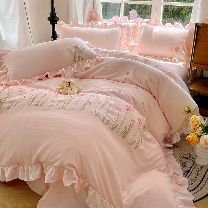 91家纺网 家纺一手货源 找家纺 （总）老K (原美阁） 2025新款高端刺绣水洗棉四件套 床盖四件套床笠四件套