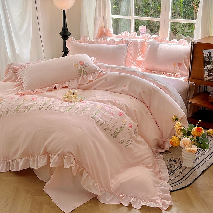 91家纺网 家纺一手货源 找家纺 （总）老K (原美阁） 2025新款高端刺绣水洗棉四件套 床盖四件套床笠四件套