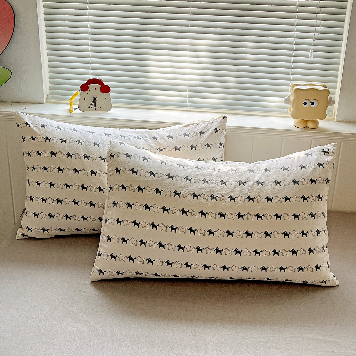 91家纺网 家纺一手货源 找家纺 暖芯优选 2025新款加厚爆款小布袋韩国古法水洗棉床单学生三件套床笠款四件套 小马漫步