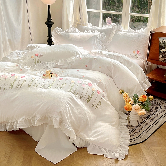 91家纺网 家纺一手货源 找家纺 （总）老K (原美阁） 2025新款高端刺绣水洗棉四件套 床盖四件套床笠四件套