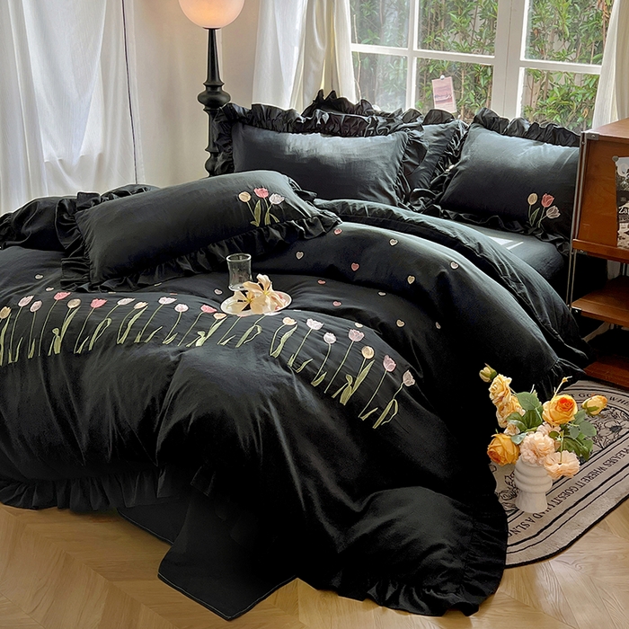 91家纺网 家纺一手货源 找家纺 （总）老K (原美阁） 2025新款高端刺绣水洗棉四件套 床盖四件套床笠四件套