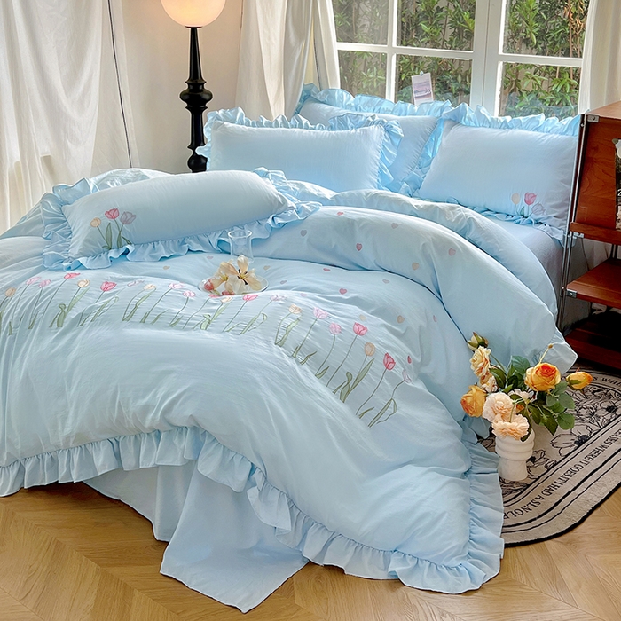 91家纺网 家纺一手货源 找家纺 （总）老K (原美阁） 2025新款高端刺绣水洗棉四件套 床盖四件套床笠四件套