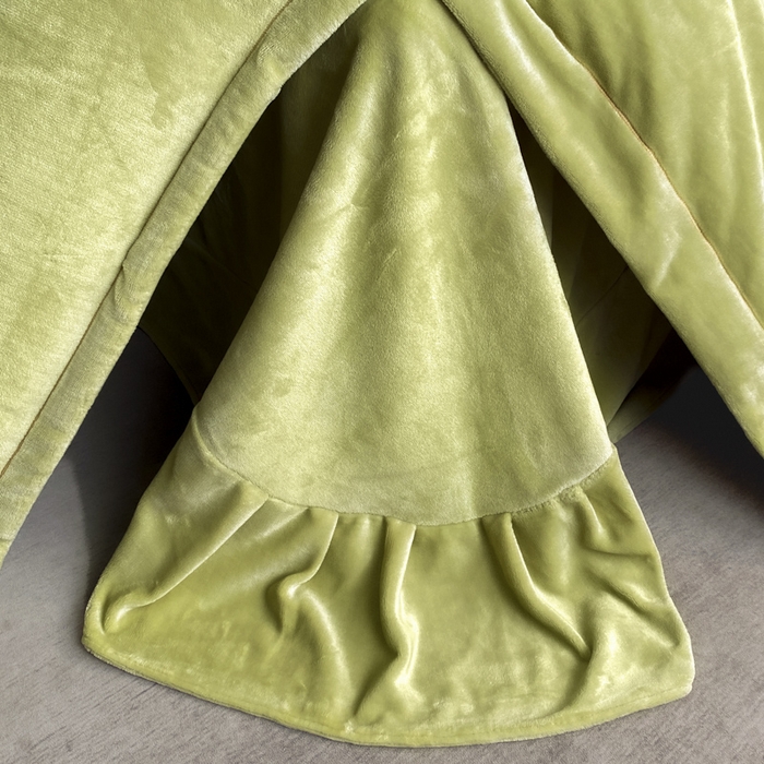 91家纺网 家纺一手货源 找家纺 畅畅家纺 2025新款冬季牛奶绒绣花绒四件套 伊莉莎-抹茶绿